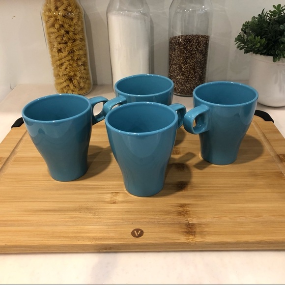 IKEA (4)  set Fargrik Turquoise Coffee Tea Mug Stackable 8oz - Picture 1 of 6